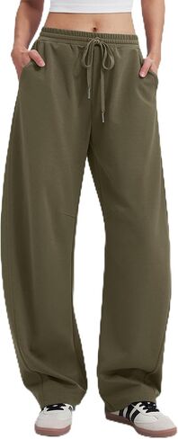 MOOSLOVER Women Barrel Sweatpants Drawstring Elastic Waist Wide Leg Pants Cotton Casual Lounge Sweat Pant in Saudi Arabia