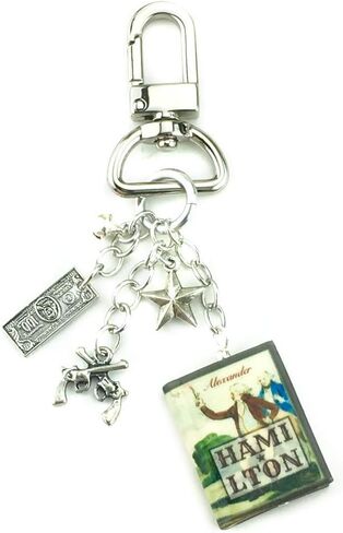 Alexander Hamilton Clay Mini Book Bag Purse Backpack Clip Key Chain Swivel Clasp Lock Luggage Tag in Kuwait