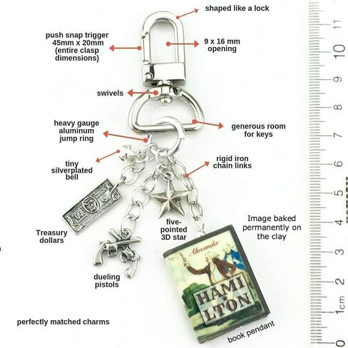 Alexander Hamilton Clay Mini Book Bag Purse Backpack Clip Key Chain Swivel Clasp Lock Luggage Tag in Kuwait