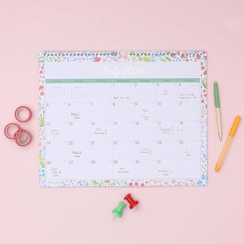 Blue Sky 2026-2027 Monthly Academic Year Wall Calendar, July 2026 - June 2027, 15" x 12", Durable Twin Wire Binding, Perfect For Home, Office And Classroom, Ditsy Dapple Light in Saudi Arabia