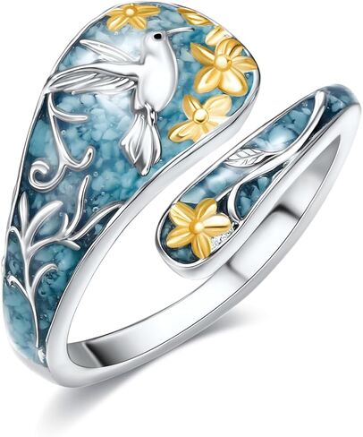 SNOWELLE Turquoise Spoon Rings S925 Sterling Silver Turquoise Adjustable Ring Jewelry Gift for Women Men in Saudi Arabia