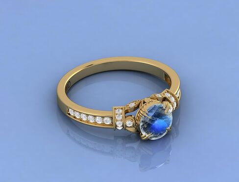 Natural Rainbow Moonstone Ring for Women 22K Gold Plated Sterling Silver Handmade Boho Jewelry, June Birthstone Gift in Saudi Arabia