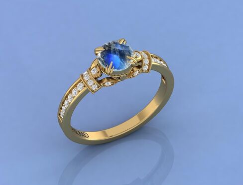 Natural Rainbow Moonstone Ring for Women 22K Gold Plated Sterling Silver Handmade Boho Jewelry, June Birthstone Gift in Saudi Arabia