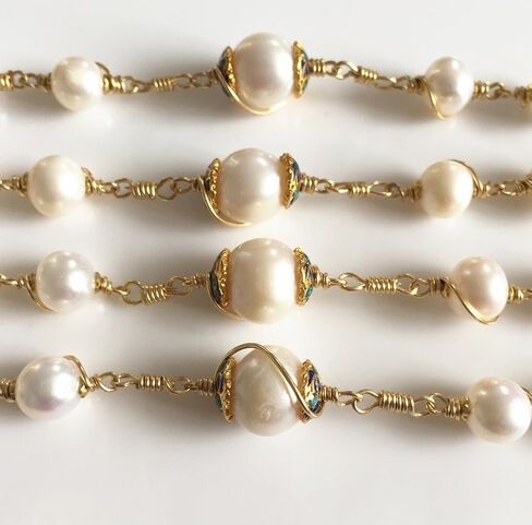 elegantmedical HANDMADE ROSARY Gold plated Wire Wrapped Bead AAA+ White Real Pearl Catholic Necklace Cross Gift Box in Saudi Arabia
