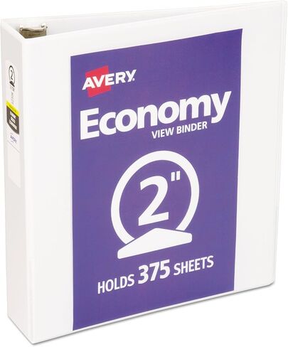 Avery Economy View 3 Ring Binder, 2" Round Rings, 1 White Binder (05731) in Saudi Arabia