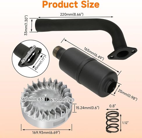 مجموعة FVRITO VM22 Carburator Flywheel المرحلة 2 متوافقة مع محرك Predator 212 غير Hemi Coleman CT200U CT200U-EX BT200X Mini Bike 212cc 196cc GX200 KT196 Go Kart Parts مجموعة صمام خانق أنبوب العادم in Saudi Arabia