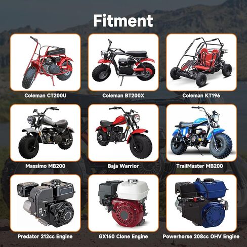 مجموعة FVRITO VM22 Carburator Flywheel المرحلة 2 متوافقة مع محرك Predator 212 غير Hemi Coleman CT200U CT200U-EX BT200X Mini Bike 212cc 196cc GX200 KT196 Go Kart Parts مجموعة صمام خانق أنبوب العادم in Saudi Arabia