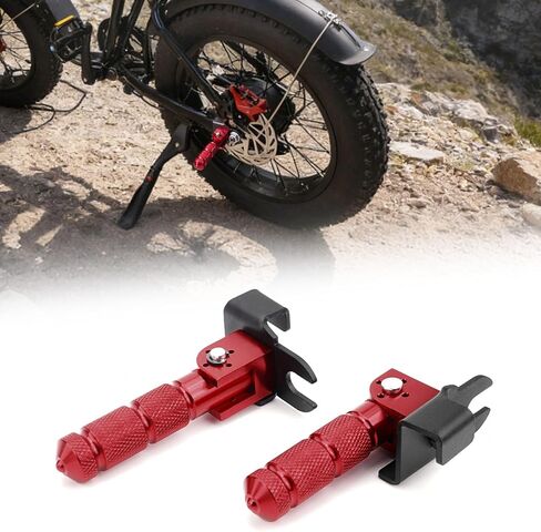 Upgraded Passenger Foot Pegs for Ridstar Q20, Bicycle Bike Pegs, 90 Degree Foldable M8 Bolts Aluminum Alloy Footpegs Foot Rest Pedals for Ridstar Q20, Rearsets Foot Rest(Red Foldable) in Saudi Arabia
