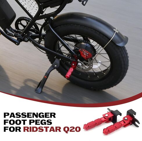 Upgraded Passenger Foot Pegs for Ridstar Q20, Bicycle Bike Pegs, 90 Degree Foldable M8 Bolts Aluminum Alloy Footpegs Foot Rest Pedals for Ridstar Q20, Rearsets Foot Rest(Red Foldable) in Saudi Arabia
