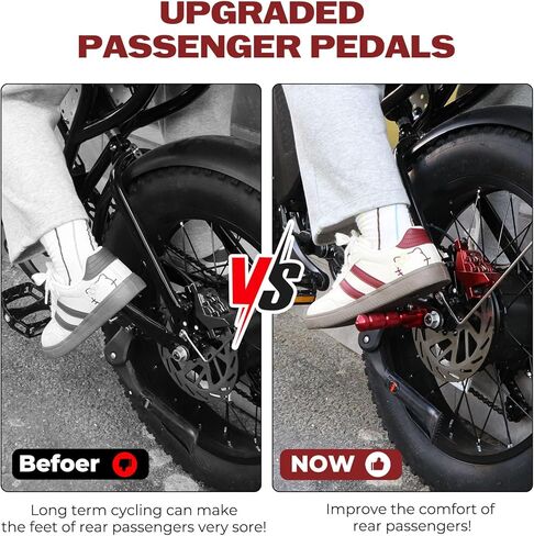 Upgraded Passenger Foot Pegs for Ridstar Q20, Bicycle Bike Pegs, 90 Degree Foldable M8 Bolts Aluminum Alloy Footpegs Foot Rest Pedals for Ridstar Q20, Rearsets Foot Rest(Red Foldable) in Saudi Arabia