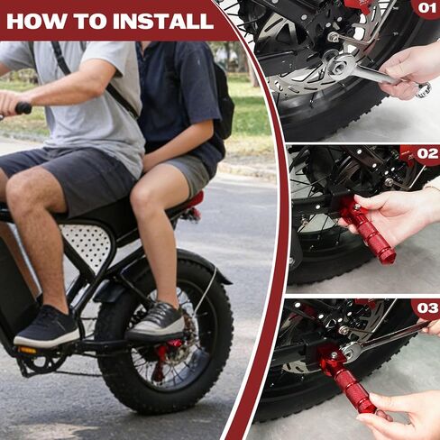Upgraded Passenger Foot Pegs for Ridstar Q20, Bicycle Bike Pegs, 90 Degree Foldable M8 Bolts Aluminum Alloy Footpegs Foot Rest Pedals for Ridstar Q20, Rearsets Foot Rest(Red Foldable) in Saudi Arabia
