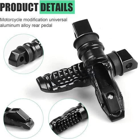 2 PCS Motorcycle Rear Foot Pegs, Non-Slip Motorcycle Foot Peg, Aluminum Alloy Rear Footrests for Passenger, Universal Motorbike Modification Accessory (Black) in Saudi Arabia
