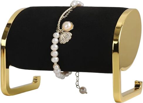 GemeShou black velvet watch stand, jewelry bracelet display stand for selling, metal bangle holder gold jewelry organizer【Black-Long】 in Saudi Arabia
