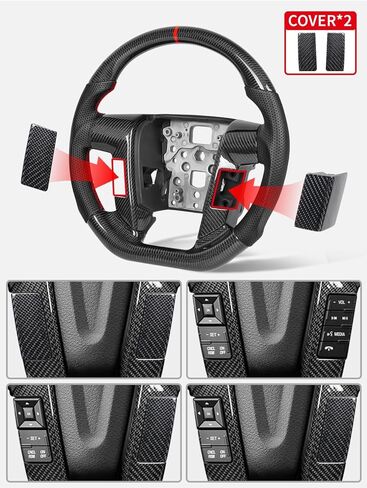 Includes Button Bezels and Plugs for Universal Fit, Real Carbon Fiber Steering Wheel With Trims for Ford F150 & Raptor 2009-2014, Flat Bottom, for SVT Raptor/Lariat/King Ranch/Platinum/Limited in Kuwait