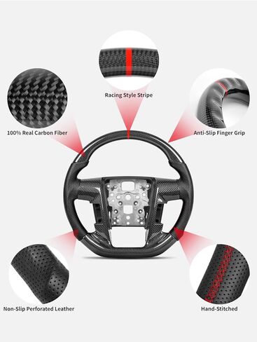 Includes Button Bezels and Plugs for Universal Fit, Real Carbon Fiber Steering Wheel With Trims for Ford F150 & Raptor 2009-2014, Flat Bottom, for SVT Raptor/Lariat/King Ranch/Platinum/Limited in Kuwait