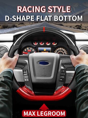 Includes Button Bezels and Plugs for Universal Fit, Real Carbon Fiber Steering Wheel With Trims for Ford F150 & Raptor 2009-2014, Flat Bottom, for SVT Raptor/Lariat/King Ranch/Platinum/Limited in Kuwait