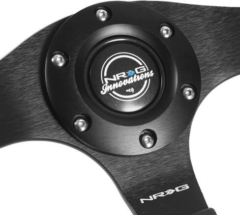 NRG Innovations NRG-RST-024MB-R-Y Reinforced Steering Wheel - 320mm Sport Leather Flat Bottom with Yellow Center Mark in Saudi Arabia