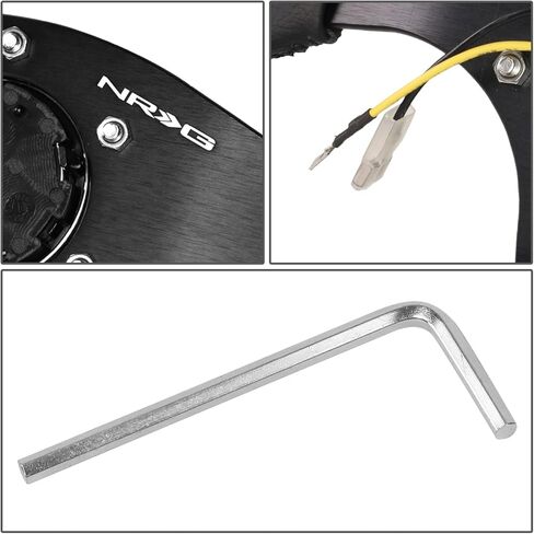 NRG Innovations NRG-RST-024MB-R-Y Reinforced Steering Wheel - 320mm Sport Leather Flat Bottom with Yellow Center Mark in Saudi Arabia