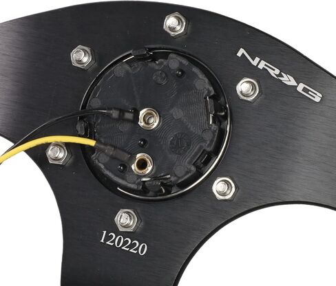 NRG Innovations NRG-RST-024MB-R-Y Reinforced Steering Wheel - 320mm Sport Leather Flat Bottom with Yellow Center Mark in Saudi Arabia