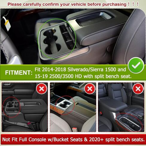 Center Console Organizer Compatible with 2014-2018 Chevy Silverado/GMC Sierra 1500 & 2015-2019 2500HD/3500HD Interior Accessories, Middle Armrest Storage Box Insert Tray (Fit Jump Seat ONLY) in Saudi Arabia