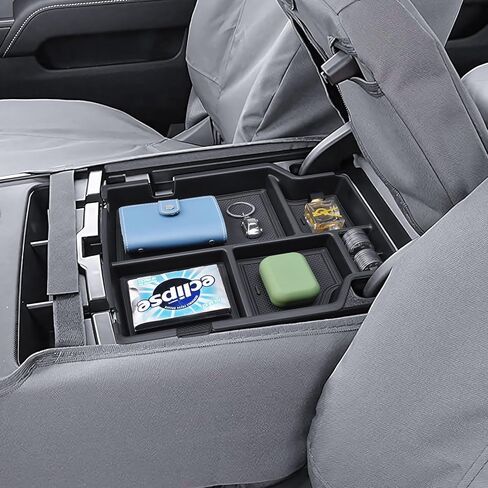 Center Console Organizer Compatible with 2014-2018 Chevy Silverado/GMC Sierra 1500 & 2015-2019 2500HD/3500HD Interior Accessories, Middle Armrest Storage Box Insert Tray (Fit Jump Seat ONLY) in Saudi Arabia