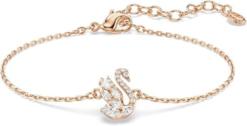 Swarovski Swan bracelet, Mixed cuts, Swan, White, Rose gold-tSwarovski One plated in Saudi Arabia