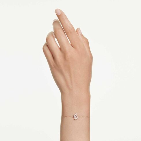 Swarovski Swan bracelet, Mixed cuts, Swan, White, Rose gold-tSwarovski One plated in Saudi Arabia