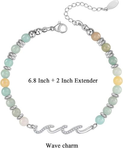 QWNHONEY Bracelets for Women Amazonite Beads Wave Bracelets, Mothers Day Birthday Christmas Valentine's Day Graduation Gifts for Women Her in Saudi Arabia