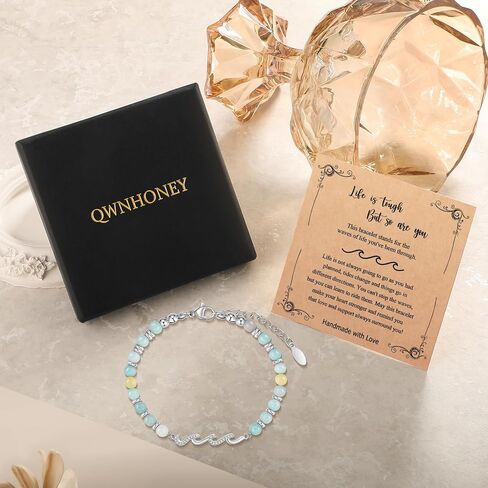 QWNHONEY Bracelets for Women Amazonite Beads Wave Bracelets, Mothers Day Birthday Christmas Valentine's Day Graduation Gifts for Women Her in Saudi Arabia