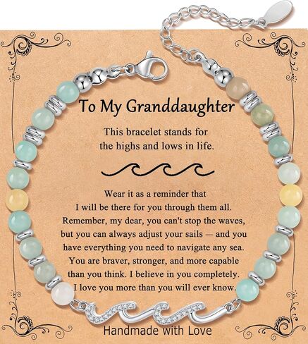 QWNHONEY Bracelets for Women Amazonite Beads Wave Bracelets, Mothers Day Birthday Christmas Valentine's Day Graduation Gifts for Women Her in Saudi Arabia