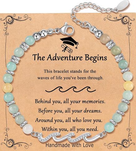 QWNHONEY Bracelets for Women Amazonite Beads Wave Bracelets, Mothers Day Birthday Christmas Valentine's Day Graduation Gifts for Women Her in Saudi Arabia