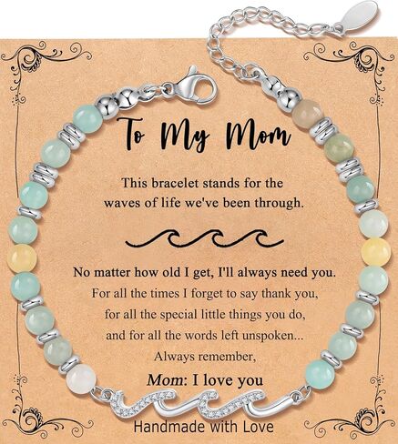 QWNHONEY Bracelets for Women Amazonite Beads Wave Bracelets, Mothers Day Birthday Christmas Valentine's Day Graduation Gifts for Women Her in Saudi Arabia