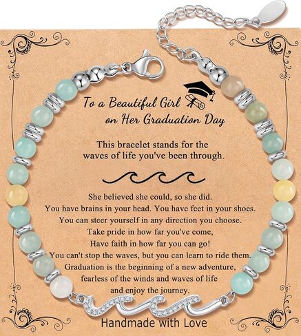 QWNHONEY Bracelets for Women Amazonite Beads Wave Bracelets, Mothers Day Birthday Christmas Valentine's Day Graduation Gifts for Women Her in Saudi Arabia