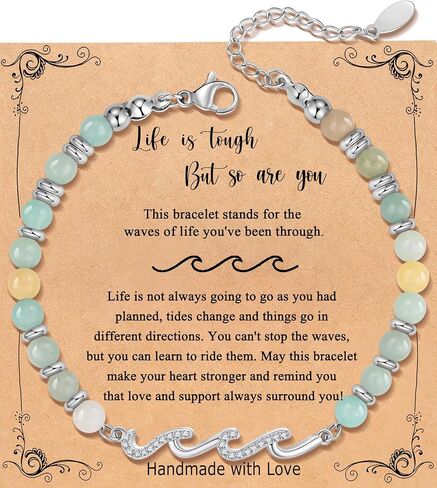 QWNHONEY Bracelets for Women Amazonite Beads Wave Bracelets, Mothers Day Birthday Christmas Valentine's Day Graduation Gifts for Women Her in Saudi Arabia