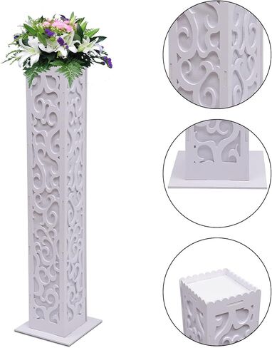 8 قطع عمود زهرة الزفاف مع أضواء LED، أعمدة PVC منحوتة باللون الأبيض، مجموعة أعمدة زخرفية على الطراز الروماني مع نمط سحابة ميمون، ديكور عمود الحفلات لحفلات الزفاف، وأعياد الميلاد، وزينة عيد الميلاد in Kuwait