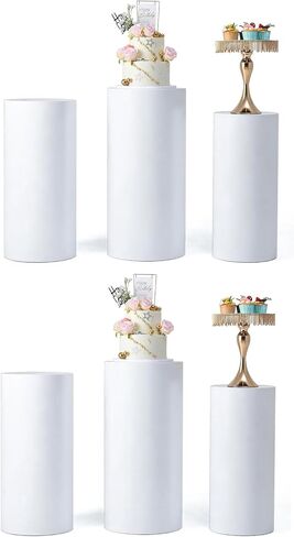 Vincidern 5 قطع قاعدة اسطوانة تقف للحفلات، حامل اسطوانة بيضاء لحفلات الزفاف وأعياد الميلاد وحفلات استقبال المولود الجديد وديكور طاولة الكيك in Kuwait