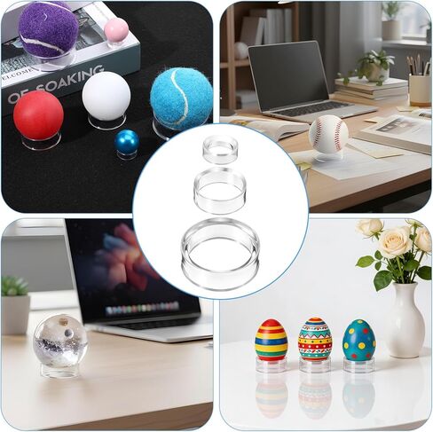 15 Pcs Clear Sphere Stands, Plastic Acrylic Clear Sphere Holder for Crystal Ball Golf Ball, Baseball, Tennis Balls, Marbles, Collections - 3 Sizes (Small, Medium, Large) in Saudi Arabia