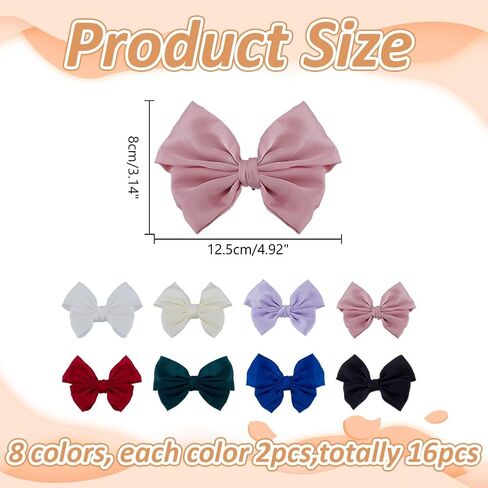 8 Colors 16Pcs Satin Bow Shoe Clips Bowknot Shoes Buckle Elegant Detachable Shoe Clips Fashionable Shoes Buckle for Women Wedding Party High Heels Accessories in Saudi Arabia