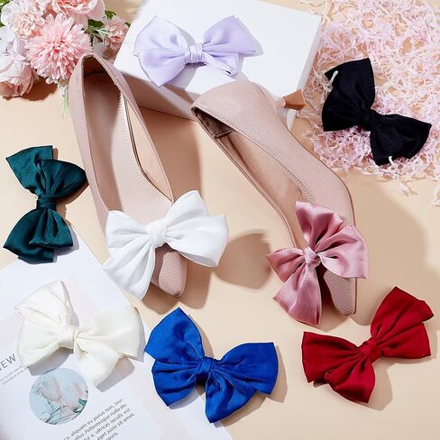 8 Colors 16Pcs Satin Bow Shoe Clips Bowknot Shoes Buckle Elegant Detachable Shoe Clips Fashionable Shoes Buckle for Women Wedding Party High Heels Accessories in Saudi Arabia