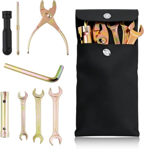 مجموعة أدوات الدراجات النارية 8 قطع مع حقيبة تخزين، مجموعة أدوات الدراجات النارية متعددة الأدوات تتضمن مفتاح ربط ومفك براغي وزردية ومقبس شرارة ومجموعة أدوات احترافية للدراجة الترابية in Kuwait