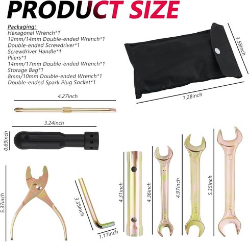 مجموعة أدوات الدراجات النارية 8 قطع مع حقيبة تخزين، مجموعة أدوات الدراجات النارية متعددة الأدوات تتضمن مفتاح ربط ومفك براغي وزردية ومقبس شرارة ومجموعة أدوات احترافية للدراجة الترابية in Kuwait