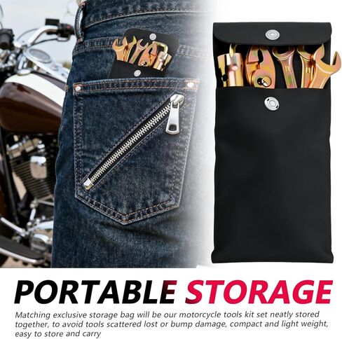 مجموعة أدوات الدراجات النارية 8 قطع مع حقيبة تخزين، مجموعة أدوات الدراجات النارية متعددة الأدوات تتضمن مفتاح ربط ومفك براغي وزردية ومقبس شرارة ومجموعة أدوات احترافية للدراجة الترابية in Kuwait