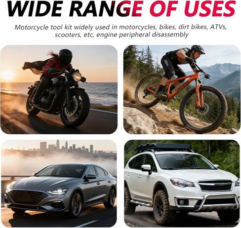 مجموعة أدوات الدراجات النارية 8 قطع مع حقيبة تخزين، مجموعة أدوات الدراجات النارية متعددة الأدوات تتضمن مفتاح ربط ومفك براغي وزردية ومقبس شرارة ومجموعة أدوات احترافية للدراجة الترابية in Kuwait