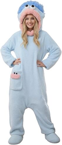 Cozy Oversized Hooded Flannel Robe – Soft Plush Long Sleepwear, Cute Monster Design, Warm & Comfortable Home Wear in Saudi Arabia