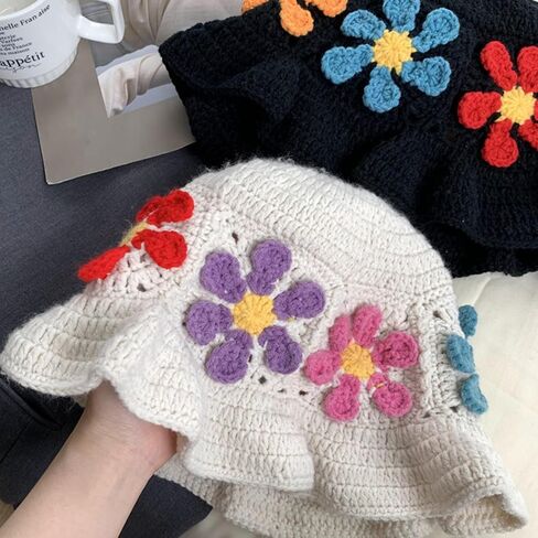 Crochet Bucket Hats for Women Fashionable Womens Beanie Cute Winter Hats Knit Hat for Women in Saudi Arabia
