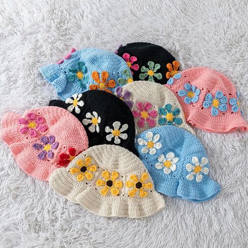 Crochet Bucket Hats for Women Fashionable Womens Beanie Cute Winter Hats Knit Hat for Women in Saudi Arabia