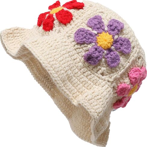 Crochet Bucket Hats for Women Fashionable Womens Beanie Cute Winter Hats Knit Hat for Women in Saudi Arabia