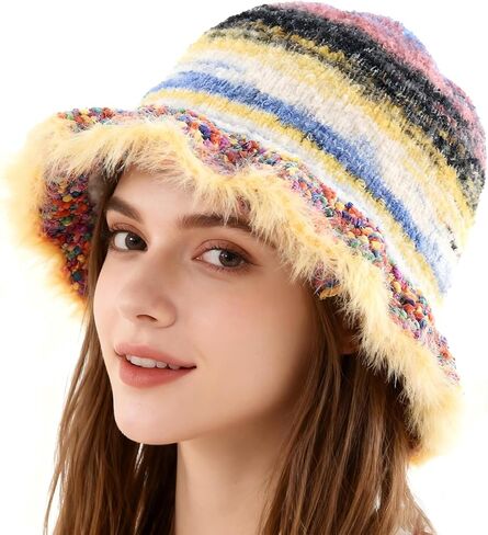 Crochet Bucket Hats for Women Fashionable Womens Beanie Cute Winter Hats Knit Hat for Women in Saudi Arabia