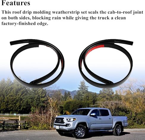 2Pcs Roof Drip Molding Weatherstrip Fit for Toyota Tacoma Double CAB 2016-2023, Pair Roof Trim Weather Stripping Rubber Seal Kit Replace 75552-04080 75552-04081 75552-04082 75551-04080 75551-04082 in Saudi Arabia