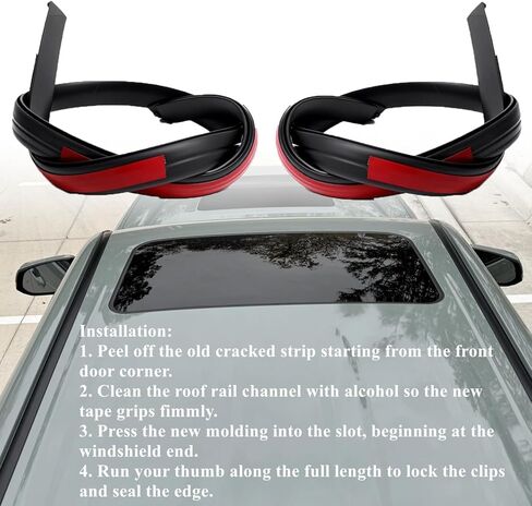 2Pcs Roof Drip Molding Weatherstrip Fit for Toyota Tacoma Double CAB 2016-2023, Pair Roof Trim Weather Stripping Rubber Seal Kit Replace 75552-04080 75552-04081 75552-04082 75551-04080 75551-04082 in Saudi Arabia
